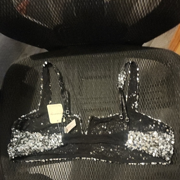 Free People Silver Sequin Sparks Fly Bralette Size XL - Picture 5 of 5